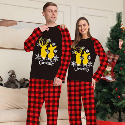 Printed Deer Matching Family Christmas Pajamas Sets Pjs