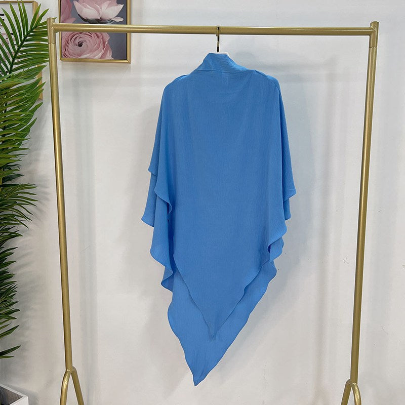Muslim Women Cotton Blended Two Layers Long Khimar Overhead