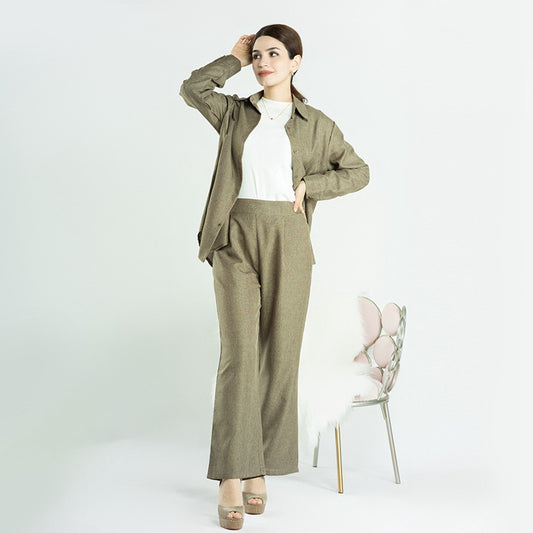 2 Pieces Set Pants Suit Muslim Ladies Women Work Clothes Office Wear With Tops And Pants