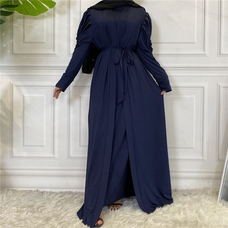 With Pocket Plain Solid Color Open Kimono Abaya Dress For Muslim Women –  Urgarment