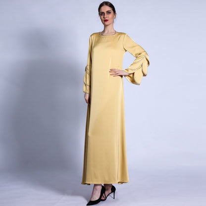3 Layers Fishtail Sleeve Abaya Dress For Muslim Women