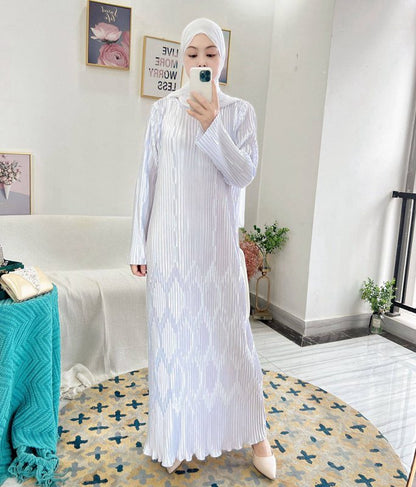 Fashion Pleated Abaya Dress For Muslim Women