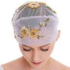 Fashion Muslim Women Arab Embroidery Hijab Caps Hat Turban