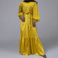 Muslim Women Fashion Satin Printed Abaya Dress With Pocket