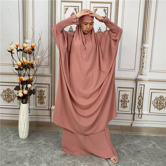 Nida 2 Pieces Set Overhead Jilbab Prayer Dress For Muslim Women