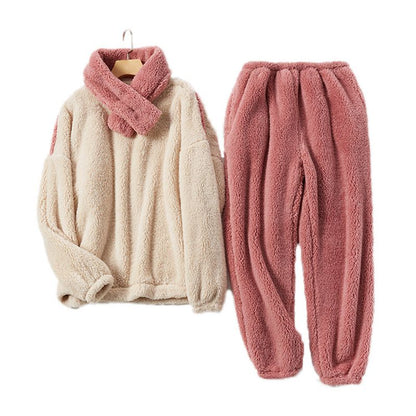 Women Winter Fall Coral Velvet Loungewear Sleepwear Set