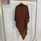 Muslim Women Cotton Blended Two Layers Long Khimar Overhead