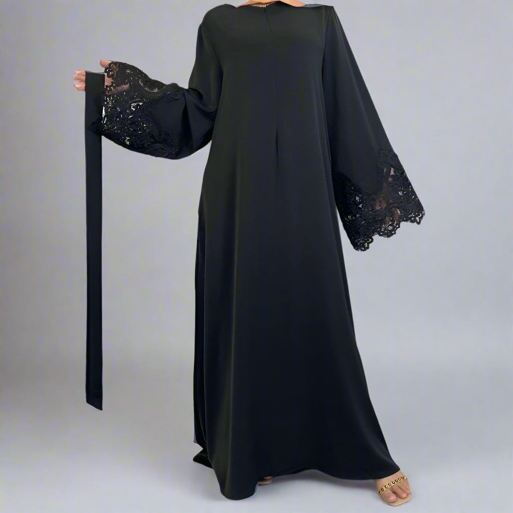 Lace Sleeve Nida Abaya Dress #251004