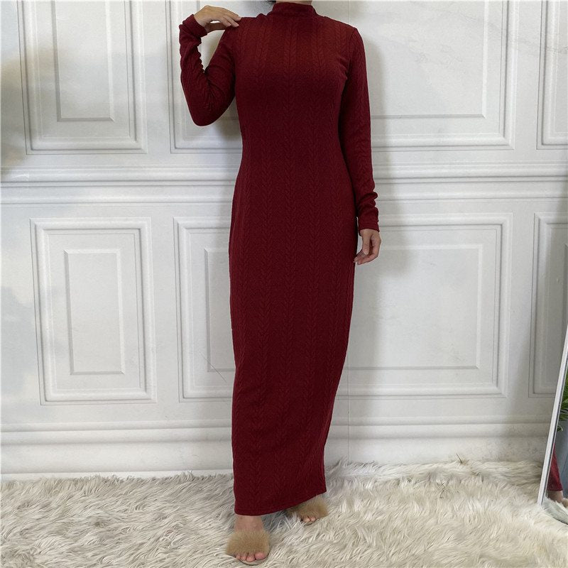 Muslim Women Knitted Cotton Abaya Inner Dress