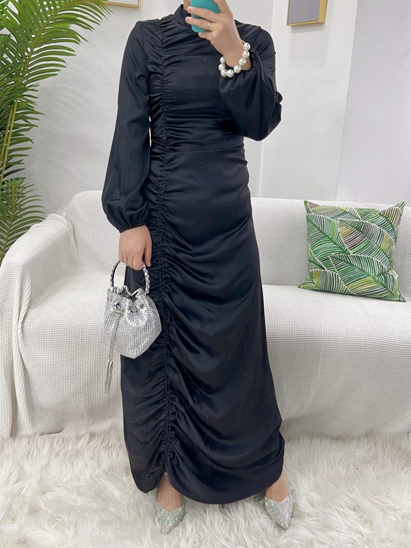 Muslim Women Silk Feeling Abaya Dress