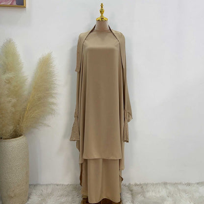 Muslim Women 2 Pieces Set Jilbab Skirt Suit With Tops Robe Jilbab And Skirt