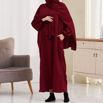 14 Color Options Wrinkle Abaya Dress With Pocket For Muslim Women