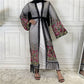 Muslim Women Embroidery Mesh Open Abaya Dress