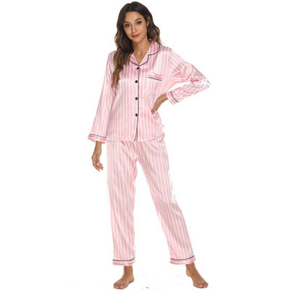 Satin Pajamas Sleepwear Women Long Sleeve Nightwear