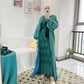 2 Pieces Set Gleam Open Cardigan Abaya With Pleasted Inner Abaya Dress