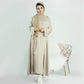 Turkish Dubai Muslim Women Cotton Blended Open Abaya Dress
