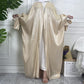 Islamic Muslim Silk Feeling Satin Open Cardigan Abaya Dress