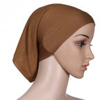 Muslim Women Mercerized Cotton Turban Hat Headwraps Hijab Caps