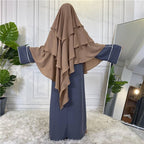 15 Color Options 3 Layer Chiffon Long Khimar For Arab Women