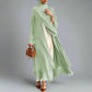 Muslim Women Solid Color Open Front Abaya Dress With Hijab