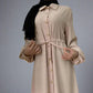 Muslim Button Up Abaya Dress With Stand Collar