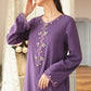 Hand-stitched Rhinestone Embroidery Purple Women Kaftan Dress With Beads