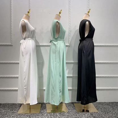 Women Abaya Muslim Under Sleeveless Inner Slip Dress Underdress