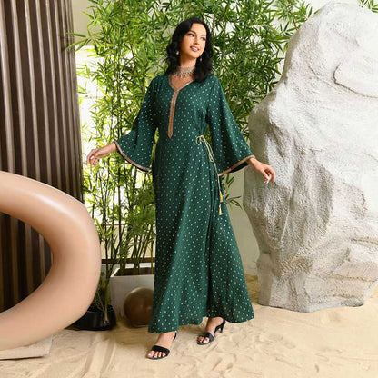 Arab Middle East Muslim Women Bronzing Kaftan Dress