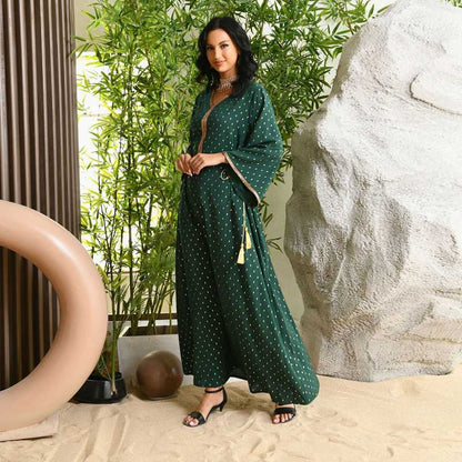 Arab Middle East Muslim Women Bronzing Kaftan Dress
