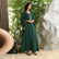 Boedaty Women Summer Muslim Abaya Dress One-Piece Embroidered V Neck Bronzing Kaftan Dress Full Length Party Dress