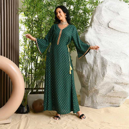 Arab Middle East Muslim Women Bronzing Kaftan Dress