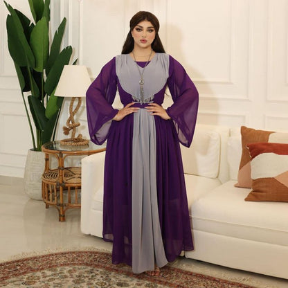 Fashion Muslim Women Dubai Chiffon Abaya With Tassel