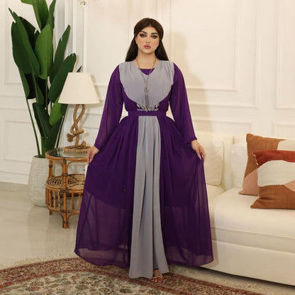 Fashion Muslim Women Dubai Chiffon Abaya With Tassel