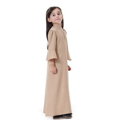 Fashion Simple Girls Abaya Dress Muslim Clothing Kids