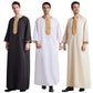 Muslim Three-quarter Sleeves Embroidered Men Thobe