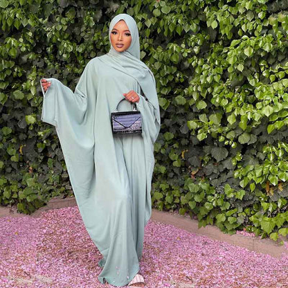 10 Colors Option Muslim Women Nida Farasha Abaya Dress With Hijab Scarf