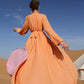 Double Layer Double Color Chiffon Reversible Cardigan Open Abaya Robe Dress