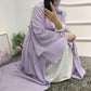 Muslim Women Solid Color Open Front Abaya Dress With Hijab
