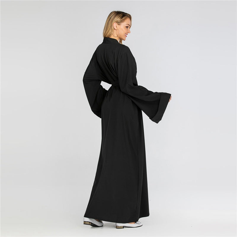 Muslim Women Plain Cardigan Open Dubai Abaya Dress