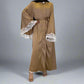 Muslim Fashion Embroidered Satin Plain Open Abaya Dress