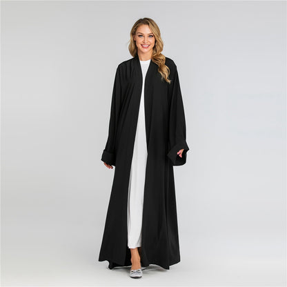 Muslim Women Plain Cardigan Open Dubai Abaya Dress