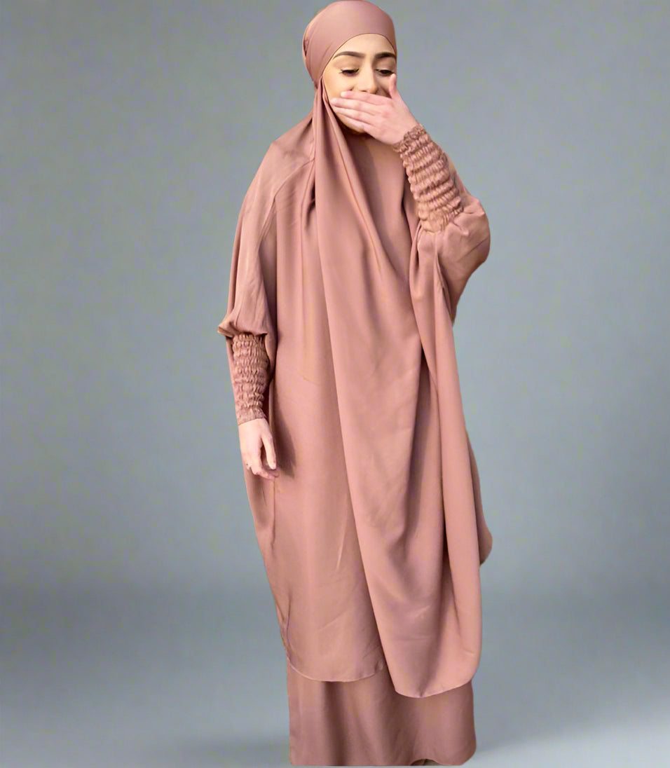 Islamic Muslim Women Haji Prayer Dress Abaya Overhead 2 Pieces Set Robe And Skirts