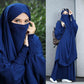 Islamic Muslim Women Haji Prayer Dress Abaya Overhead 2 Pieces Set Robe And Skirts