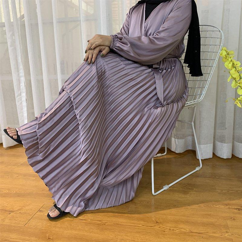 Muslim Pleated Satin Abaya Dress Online