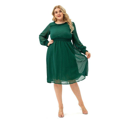 Plus Size Midi Printed Chiffon Dress For Women