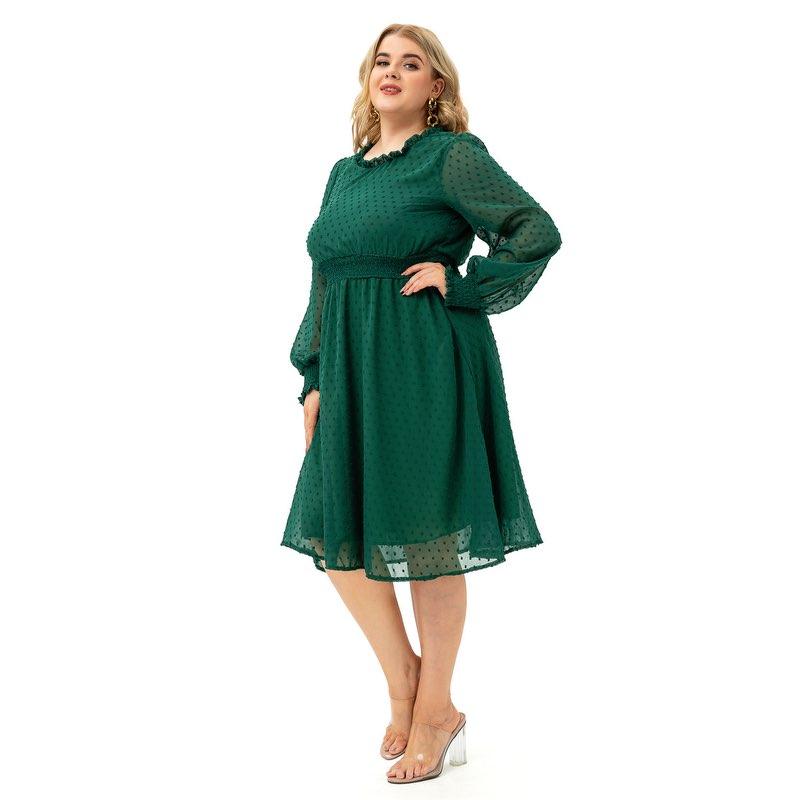 Plus Size Midi Printed Chiffon Dress For Women
