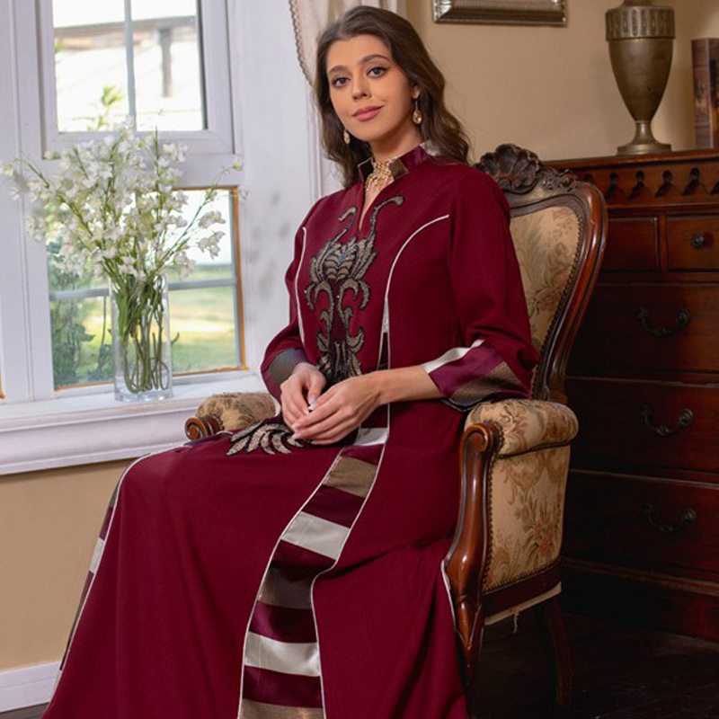 Eid Middle Eastern Arab Muslim Women Embroidery Kaftan Dress Caftan