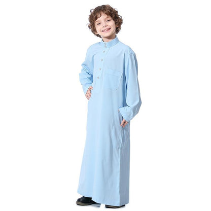 Islamic Muslim Stand Collar Thobe Kids Clothing Wear For Boys