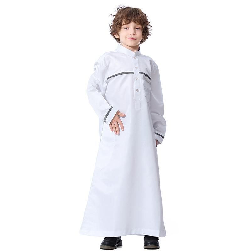 Islamic Muslim Kids Clothing Stand Collar Robe Boy thobes