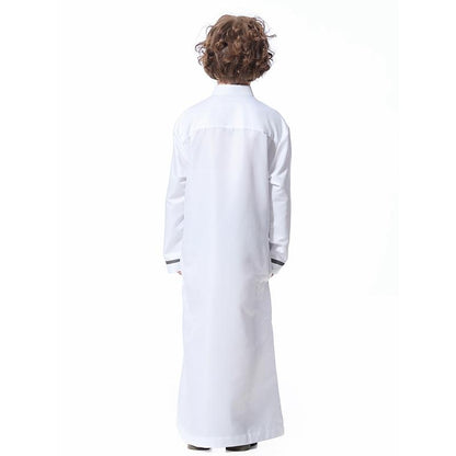 Islamic Muslim Kids Clothing Stand Collar Robe Boy thobes